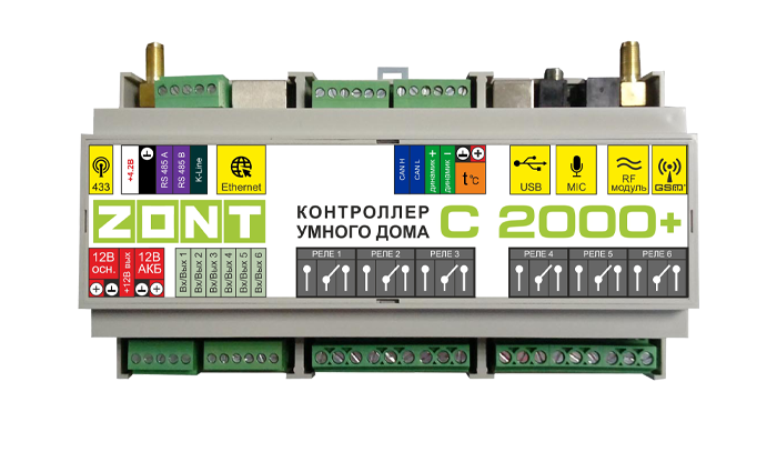 Zont контроллеры. ZONT C2000+ Контроллер умного дома